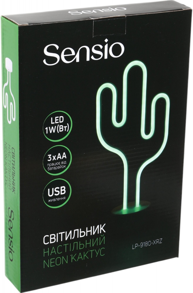 Настольная лампа Sensio Neon Кактус 1 Вт зеленый 9180-XRZ