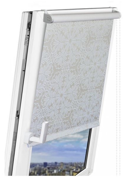 Ролета стандарт Delfa Металік Прінт 156x170 см кремова 