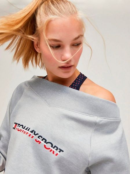 Джемпер Tommy Hilfiger CROP V NECK SWEATER WITH TAPE S10S100363001 р. XS светло-серый