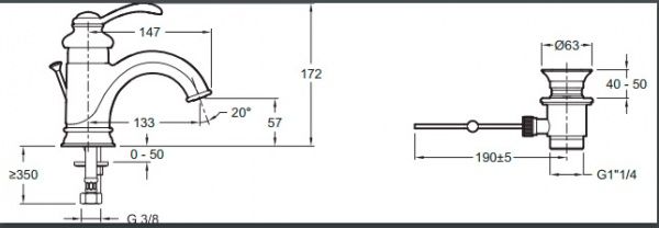 Смеситель для умывальника Jacob Delafon Fairfax E72090-CP