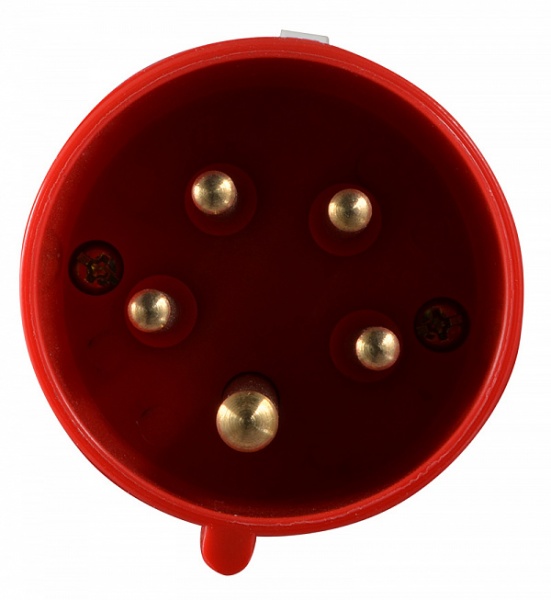 Вилка переносная с заземлением АСКОУКРЕМ ВП 16А/5 3Р+N+РЕ (015) красно-белый