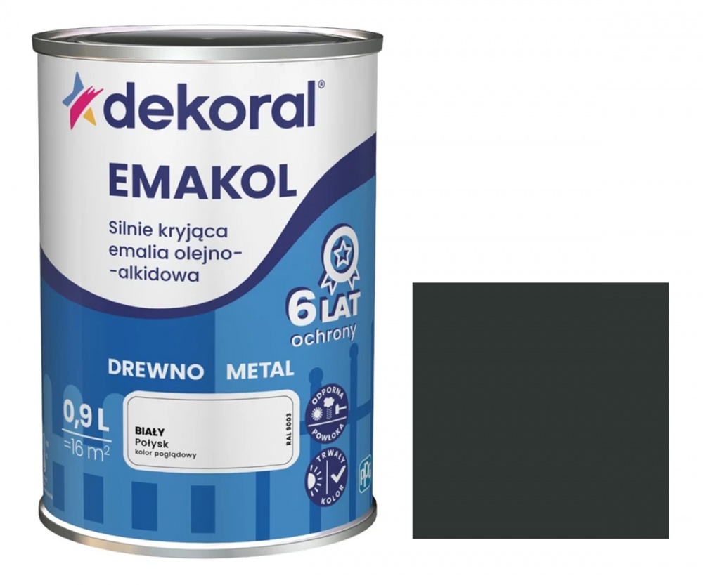 Емаль алкідна Dekoral Емаколь чорний мат 0,9л