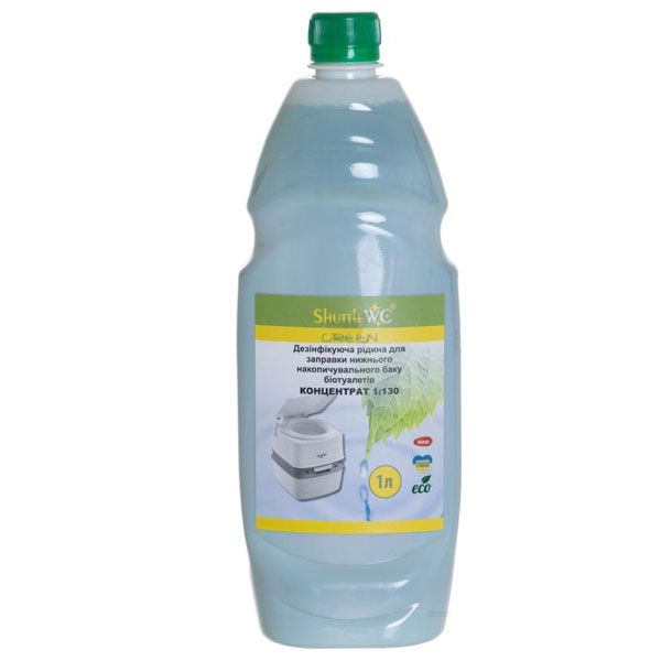 Средство дезинфицирующее Shuttle WC Green для нижнего накопительного бака биотуалетов 1 л 1485