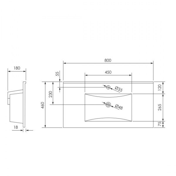 Тумба підвісна Imprese Valtice 800 біла з умивальником f3212W