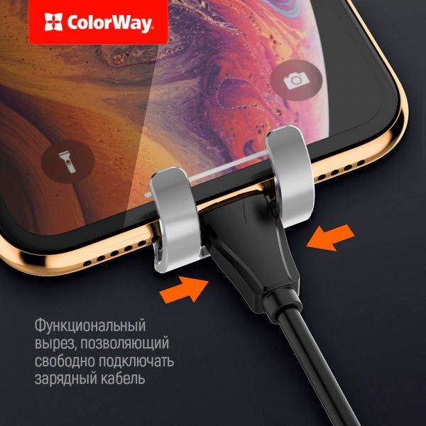 Автотримач для телефона Metallic Gravity Holder ColorWay CW-CHG01-BK чорний