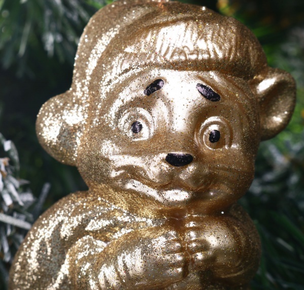 Подвеска Тигрик 3Д с мешком d 12 см золото