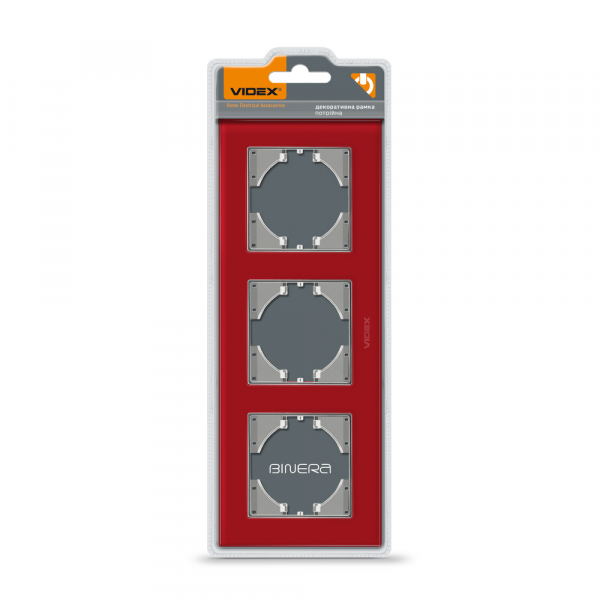 Рамка трехместная Videx Binera горизонтальная красный VF-BNFRG3H-RD