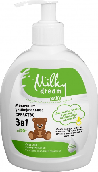 Шампунь-гель для душа Milky Dream для купания, мытья волос и подмывания малышей 250 мл (300332)