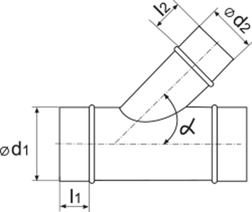 Тройник Вентс угловой Спировент 125-45