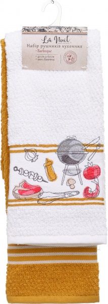 Набір рушників кухонних La Nuit Barbeque 2 шт. 40x60 см La Nuit білий із жовтим 
