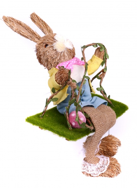 Декорация пасхальная Зайчик на качеле 50 см в ассортименте (Epi-LX19456-57)