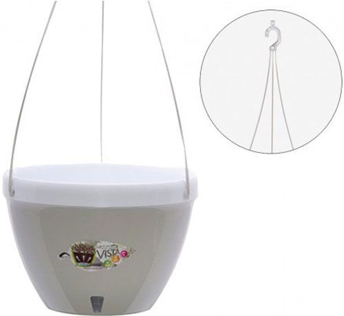 Горщик пластиковий підвісний Santino Vista круглий 3,8л сірий/білий 