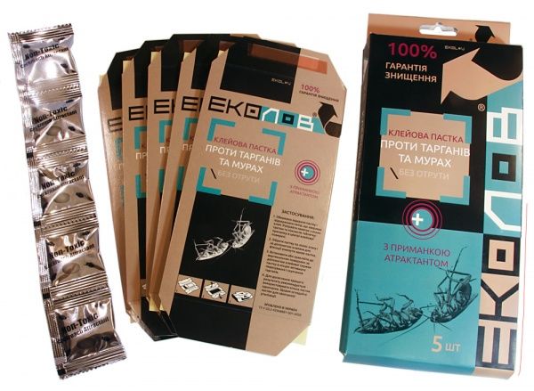Ловушка клеевая ЕКОЛОВ против тараканов с приманкой-аттрактантом 5 шт.
