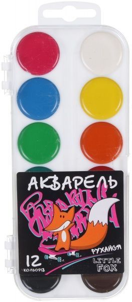 Краска акварельная FOX медовая 12 цветов без кисточки 