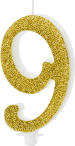 Свічка для торта Partydeco цифра 9 золота 10 см (SCU4-9-019)