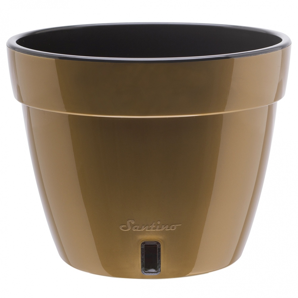 Вазон пластик Asti круглий чорний із золотом 6 л Santino (2005182)