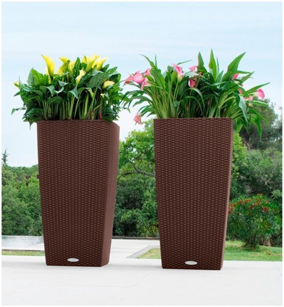 Вазон пластиковый Lechuza Cubico Cottage 40 квадратный 120л мокко (15245) 