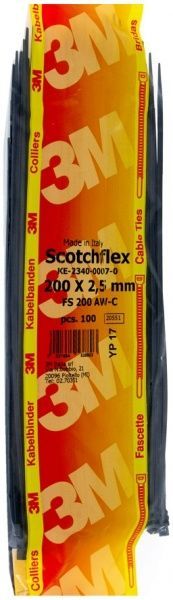 Стяжка кабельная 3M Scotchflex 200x2,5 мм 100 шт. черный 