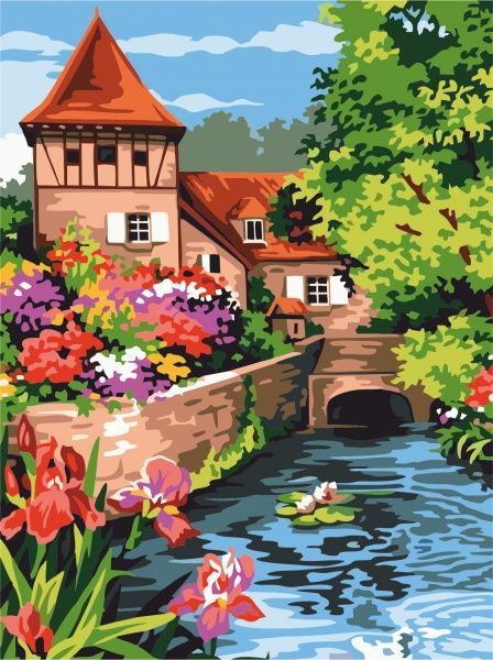 Холст на картоне с контуром Пейзаж №35 30x40 см Rosa Start 