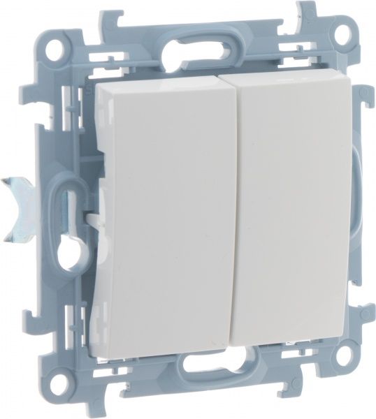 Выключатель двухклавишный Simon 10 без подсветки 10 А 250В белый CW5.01/11