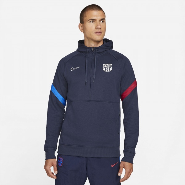 Джемпер Nike FCB MNK DF TRAVEL FLC HD 3/4Z CV9940-451 р. M синій