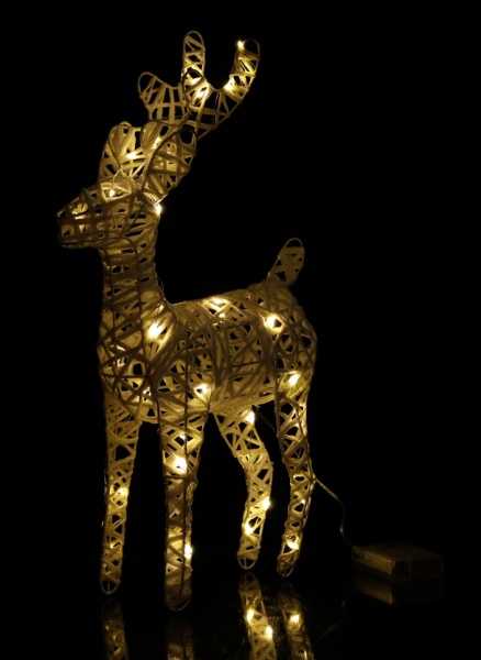 Декоративная фигура в форме оленя белого цвета встроенный светодиод (LED) 40 ламп 24 см 