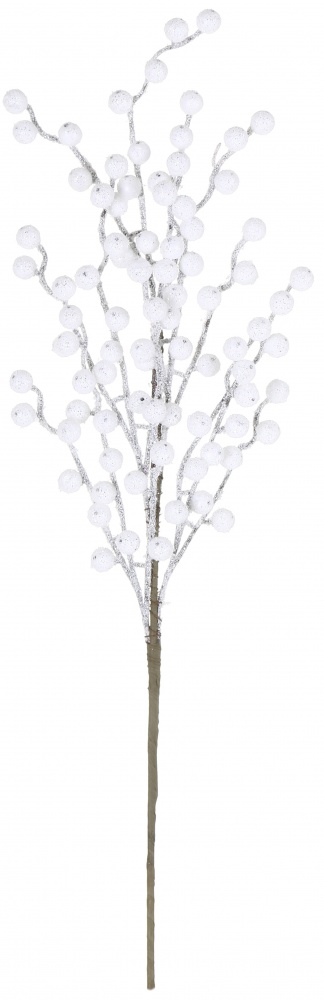 Декорація новорічна гілка з білими ягодами 58 см RS1Z2243-58CM