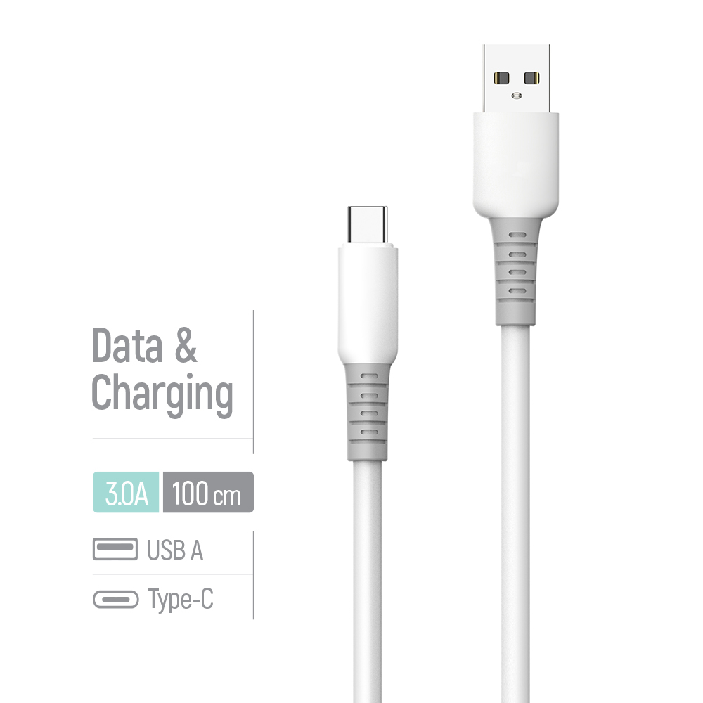 Дата-кабель ColorWay USB - Type-C (liquid silicone) 3А 1 м white (CW-CBUC093-WT) — фото 1