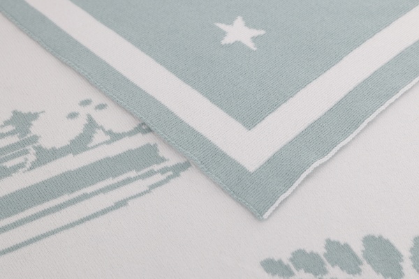 Плед Корона 90x100 см белый с ментоловым 