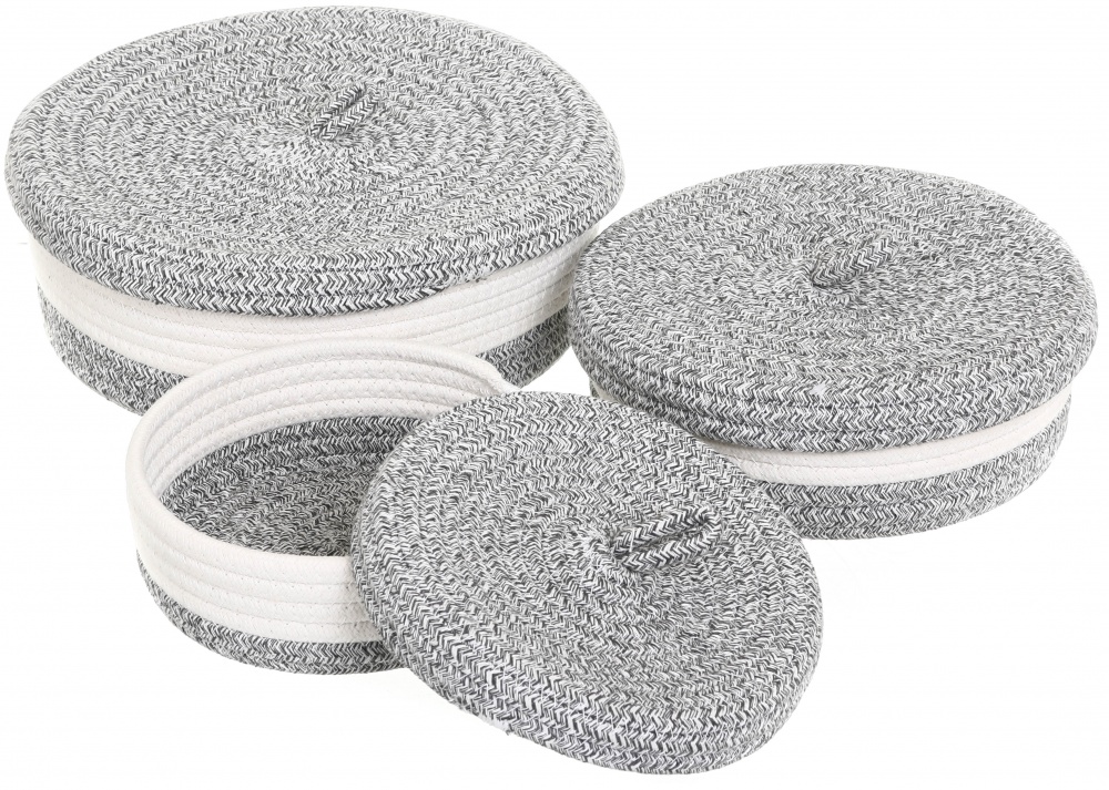 Кошик Luara з кришкою світло-сірий круглий 21х7 см