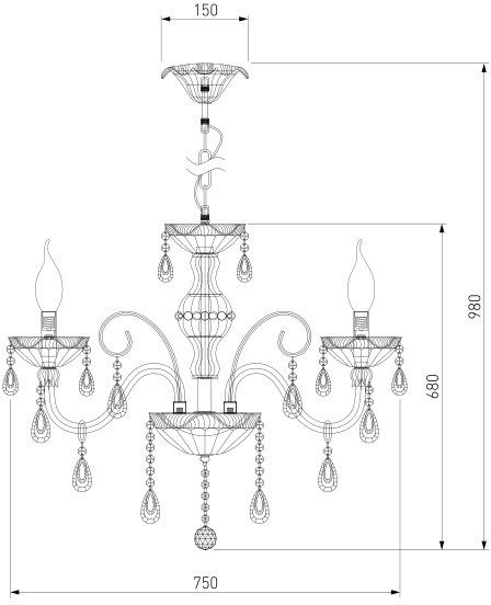 Люстра підвісна Strotskis Albertina 6x60 Вт E14 золотисто-бежевий 124/6 