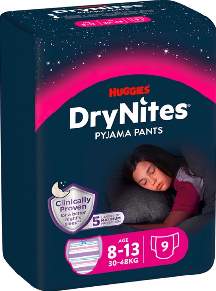 Подгузники-трусики Huggies DryNites Girl 8-13 лет 30-48 кг 9 шт.
