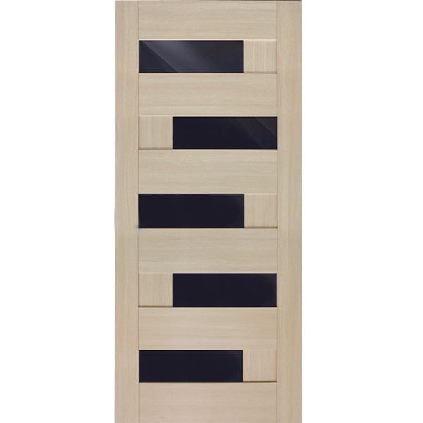 Дверное полотно ОМиС Домино ПО черное стекло 800 мм дуб латте