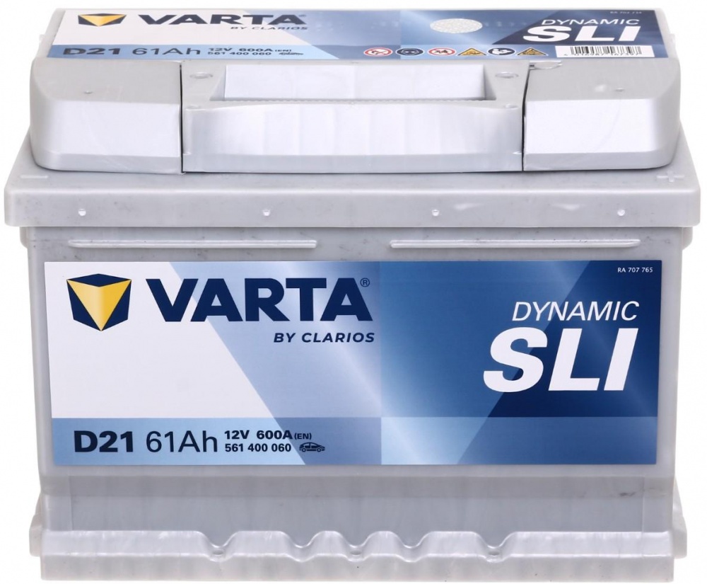 Аккумулятор автомобильный Varta DYNAMIC SLI D21 61Ah 600A 12V «+» справа (561400060)