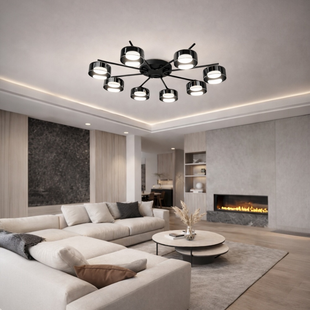 Люстра потолочная LIGHT SET DUSHA MS228 8x12 Вт GX53 черный/дымчатый