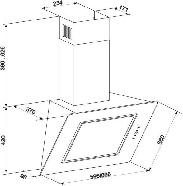 Витяжка Eleyus Venera A 1200 LED SMD 60 WH