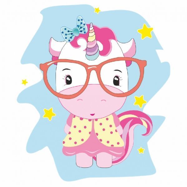 Холст на картоне с контуром Умный единорог 20x20 см Rosa Start