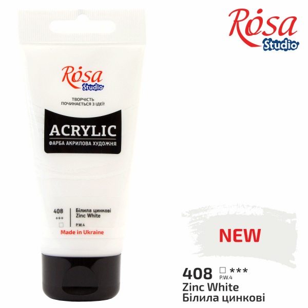 Фарба акрилова Білила цинкові 75 мл Rosa Studio