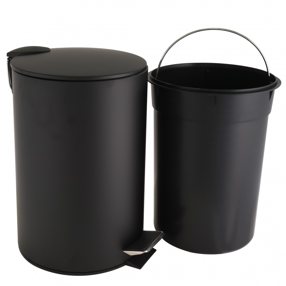 Відро для сміття AlexValex з педаллю 12 л, матовий чорний