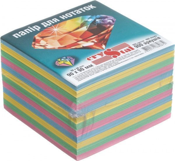 Папір для нотаток Райдуга 90х90 мм 900 аркушів Crystal