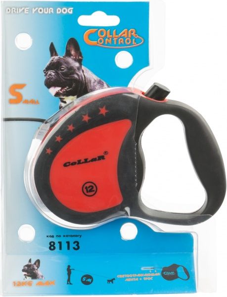 Повідець-рулетка Collar Control до 12 кг 5 м червоний із чорним 81133