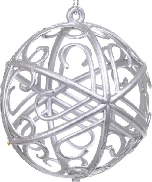 Декоративна підвіска Куля 6x6 см срібло NY21043