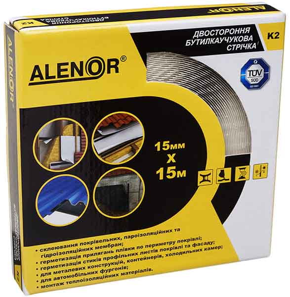 Лента Alenor эластичная бутил-каучуковая (К2) 15 мм x 15 м черная
