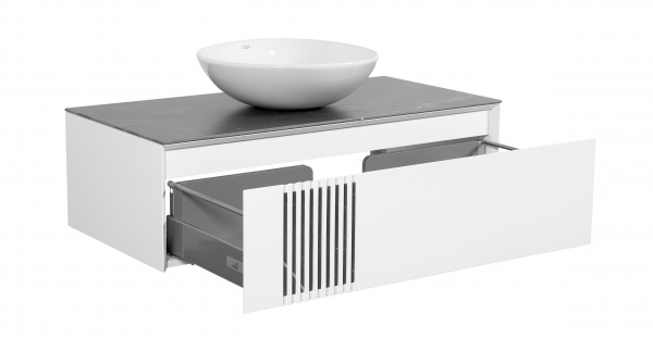 Тумба Aqua Rodos Манхеттен білий мат зі стільницею 100 см та умивальником Zero 46 см АР000043100