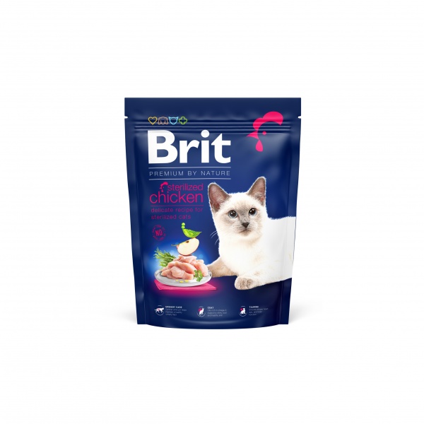 Корм для стерилизованных котов Brit Premium By Nature с курицей 300 г