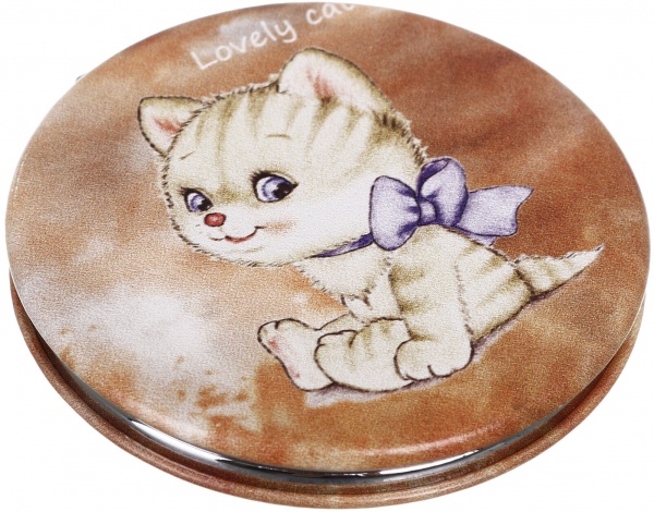 Зеркало карманное косметическое Лідер Канц Котик круглое 12 вариантов в ассортименте 