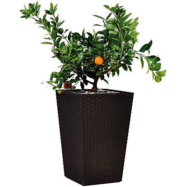 Горшок пластиковый Large Rattan Planter квадратный 145л коричневый 