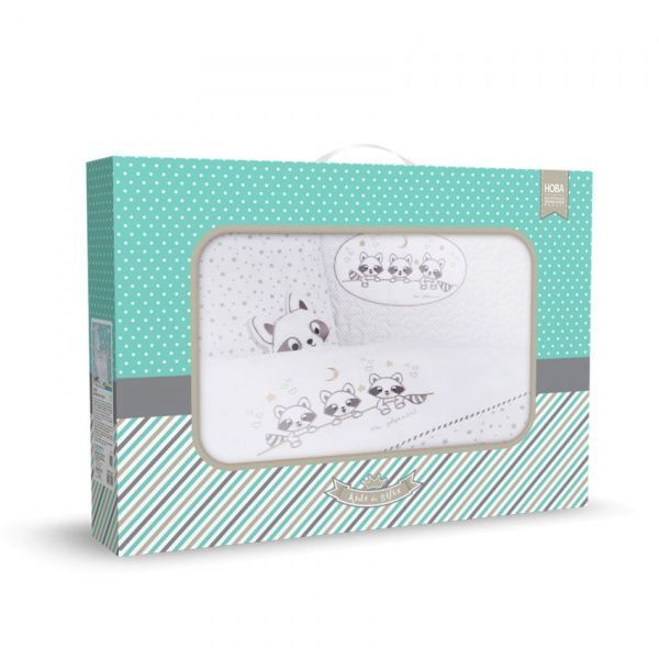 Комплект постельного белья IDEIA Кроха Енот 100х135 см белый с серым 8000012929 