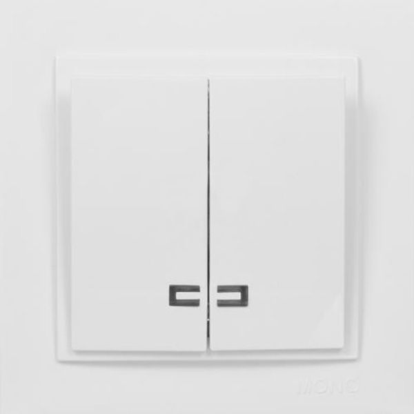 Выключатель двухклавишный Mono Despina с подсветкой 10 А 250В белый 102-190025-103