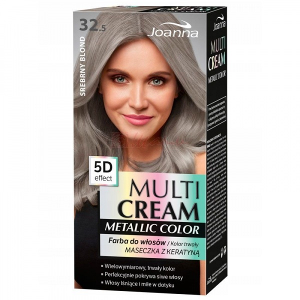 Фарба для волосся Joanna Multi Cream Color Metallic 5d 32.5 срібний блонд 120 мл